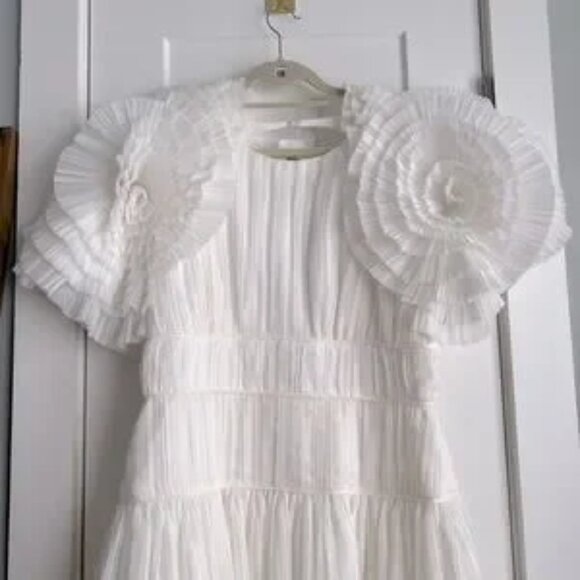 Aje Sculptura Expressive Pleated Organza Maxi Dress White Bridal NEW with tag - Picture 2 of 15